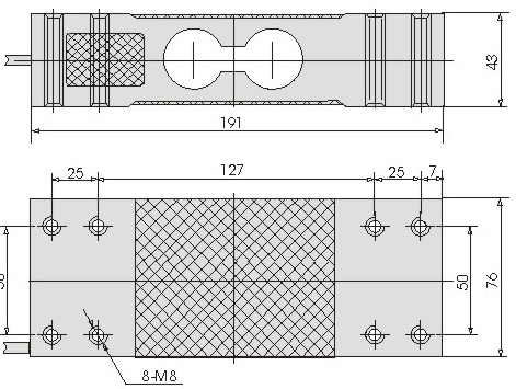 平行梁式稱重傳感器CAZF-W191外形尺寸圖