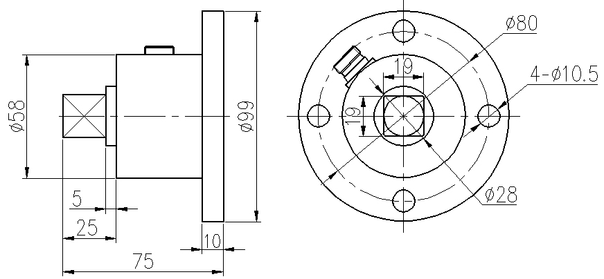 靜態(tài)扭矩傳感器扭力傳感器CAZF-T99外形尺寸圖