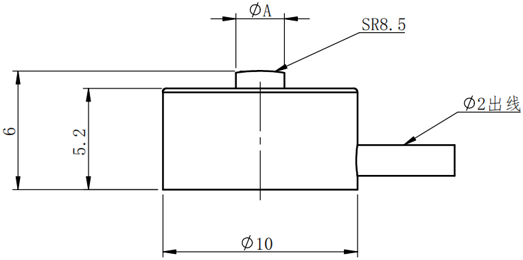 微型壓力傳感器CAZF-Y10外形尺寸圖