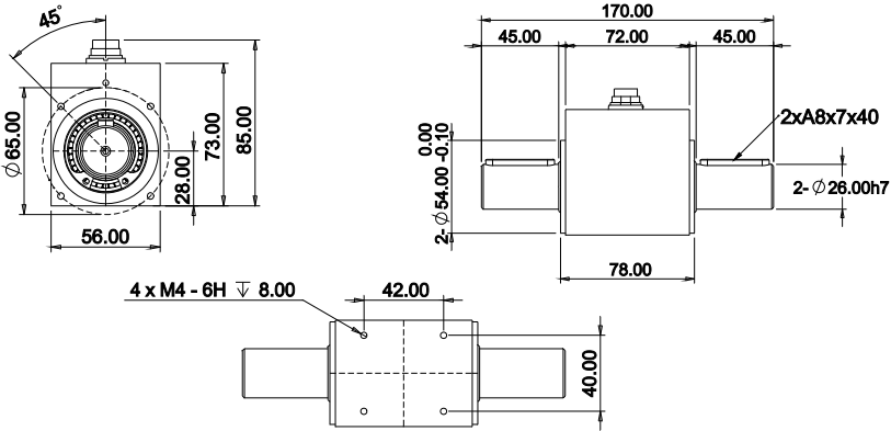 動態(tài)扭矩傳感器CAZF-TD170外形尺寸